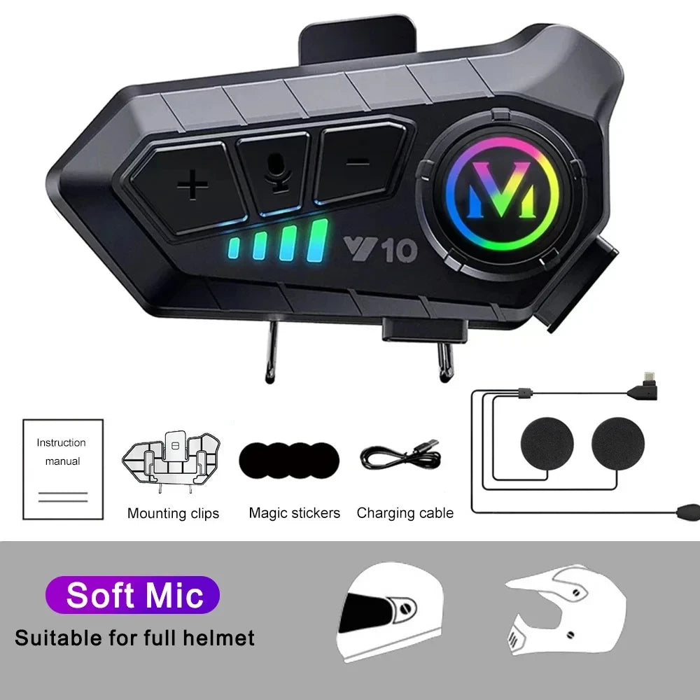 Helmet Bluetooth Earphones Y10 Waterproof Noise Reduction Motorcycle Earphones Soft Mac Helmet Earphones