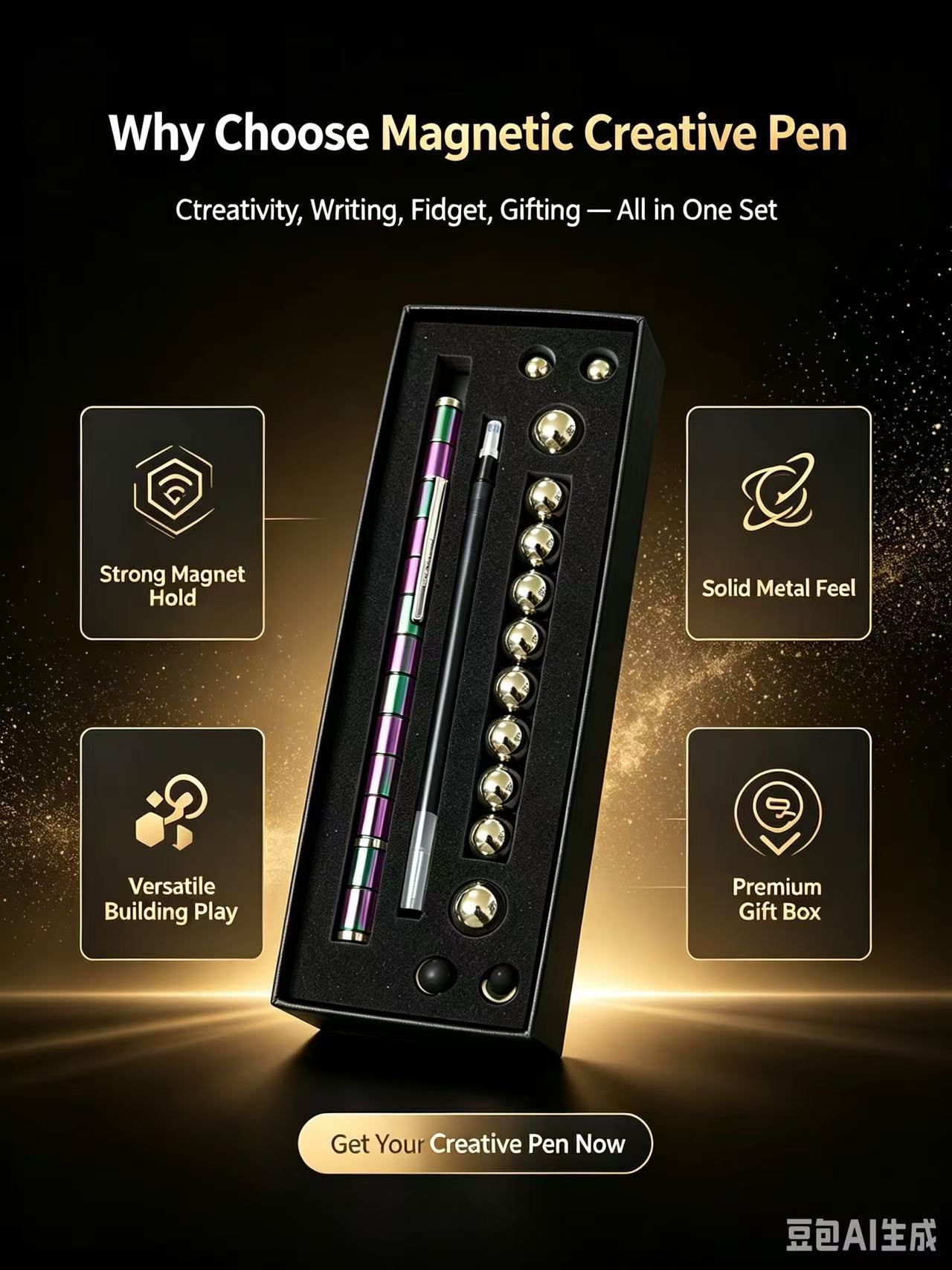 Multi‑Shape Splicing Magnetic Pen Stress Relief Fidget Tool Creative Deformable Writing Stationery For Desktop Leisure