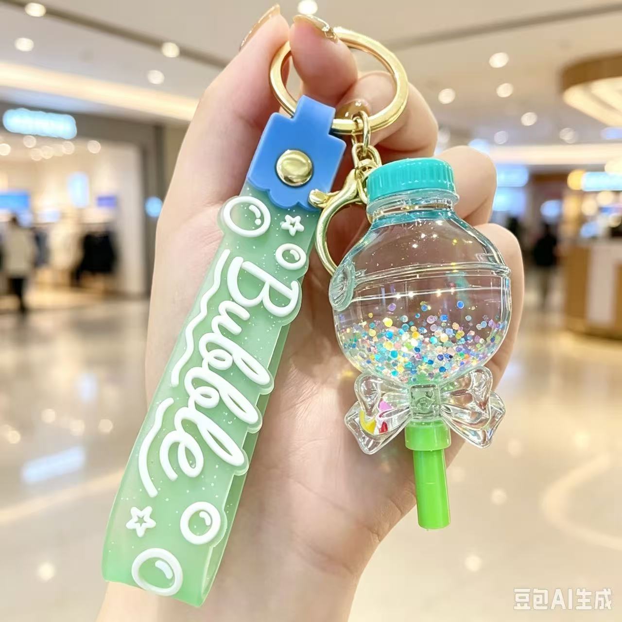 Floating Quicksand Key Chain Transparent Quicksand Key Holder Pvc Key Chain Pendant  Decorative Bag Charm For Festivals
