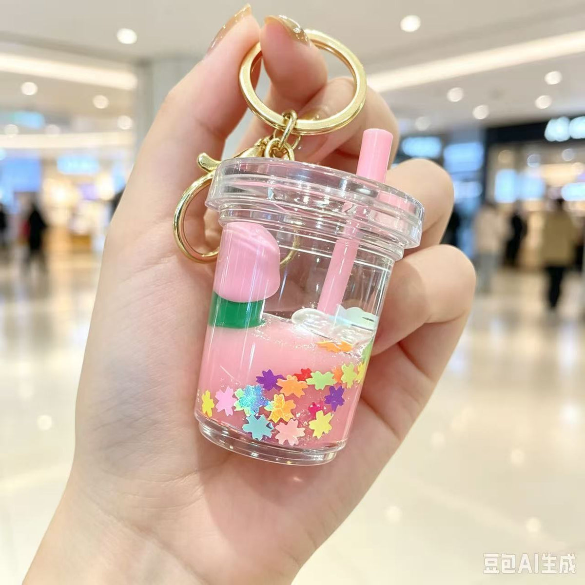 Floating Quicksand Key Chain Transparent Quicksand Key Holder Pvc Key Chain Pendant  Decorative Bag Charm For Festivals