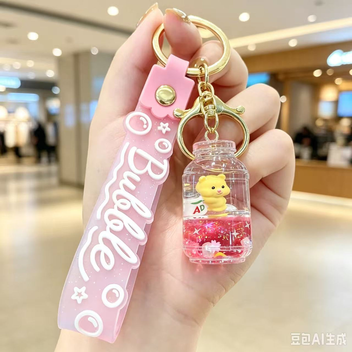 Floating Quicksand Key Chain Transparent Quicksand Key Holder Pvc Key Chain Pendant  Decorative Bag Charm For Festivals