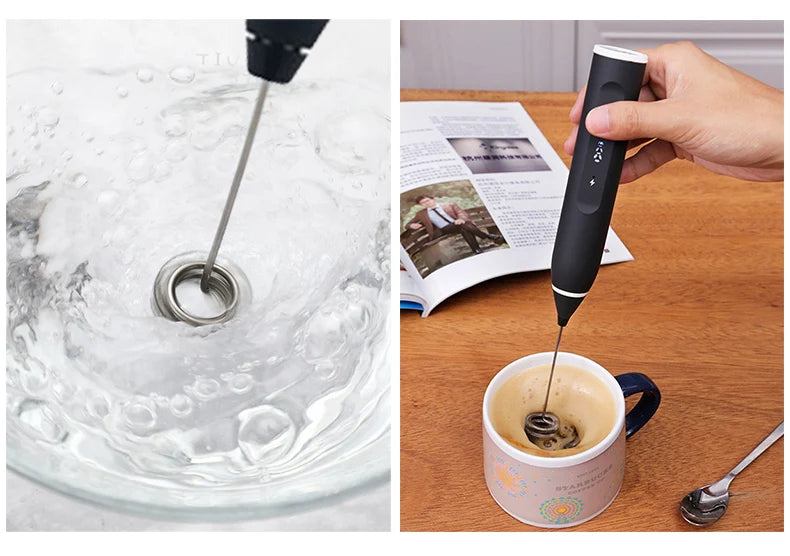 Portable Milk Frother USB Rechargeable Handheld Blender Foamer High Speeds Drink Maker Whisk Mixer For Coffee Cappuccino Cream