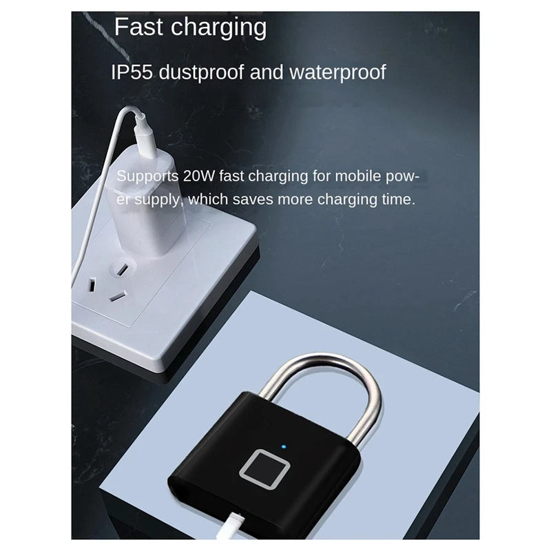 ZIZI Fingerprint Lock Electronic Lock Electronic Fingerprint Lock Padlock Outdoor Waterproof And Rust-Proof