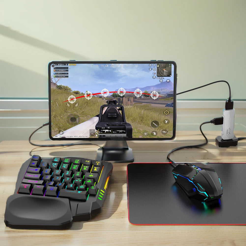 5 in 1 Mobile Game Converter Keyboard Mouse Gaming Set BT 5.3 for PUBG Gaming Keyboard and Mouse Combo for Android iOS System