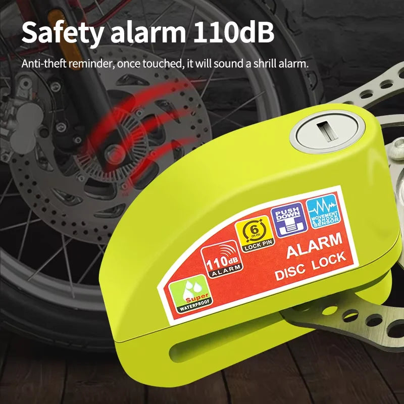 Motorcycle Bicycle Lock Alarm Safety Protection Padlock Disc Anti-Theft Reminder Rope Lock Bag Motorcycle Accesso Aluminum Alloy