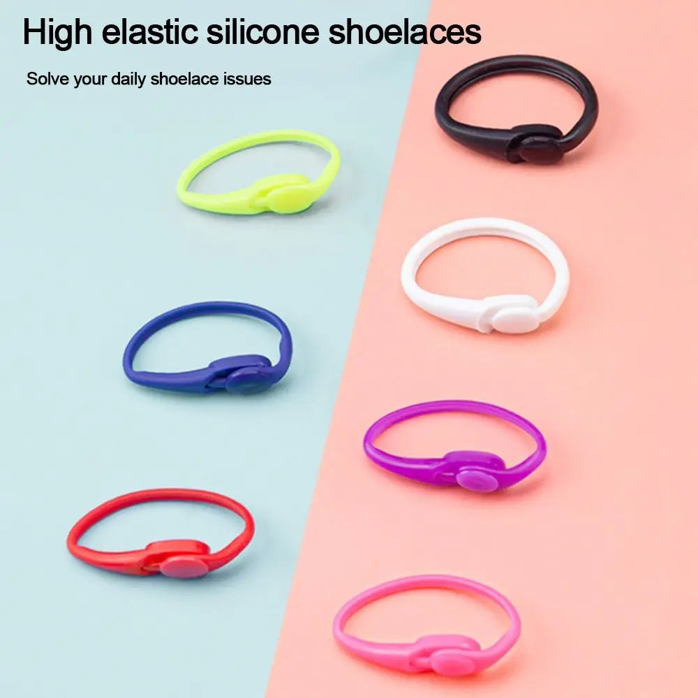 12Pcs/set Stretch Silicone Shoelaces Creative Useful Lazy People's Shoelaces Bands Solid Color Sneakers Bands Shoe Accessories