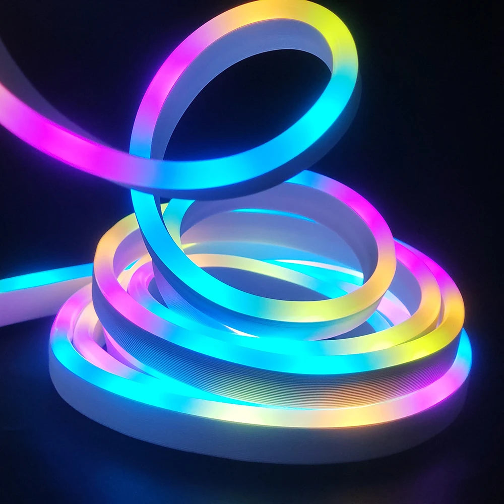 5m Addressable RGBIC Neon Light Kit, DC5V 6*12mm Flexible LED Strip with Smart Controller for Indoor DIY Ambient Decoration