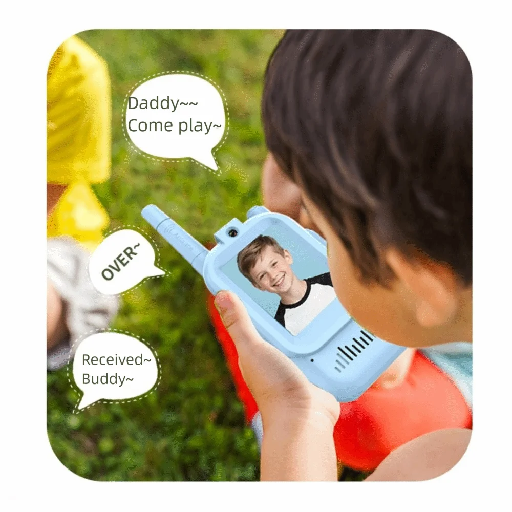 HD Screen Children's Video Intercom Long Range Cartoon Design Video Walkie Talkie Anti-loss with Lanyards Kids Two-Way Radio
