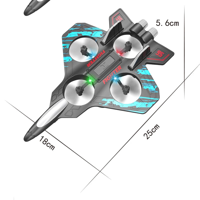 2.4G remote control fighter electric foam glider stunt tumbling UAV hovering helicopter with LED colorful lights aircraft model