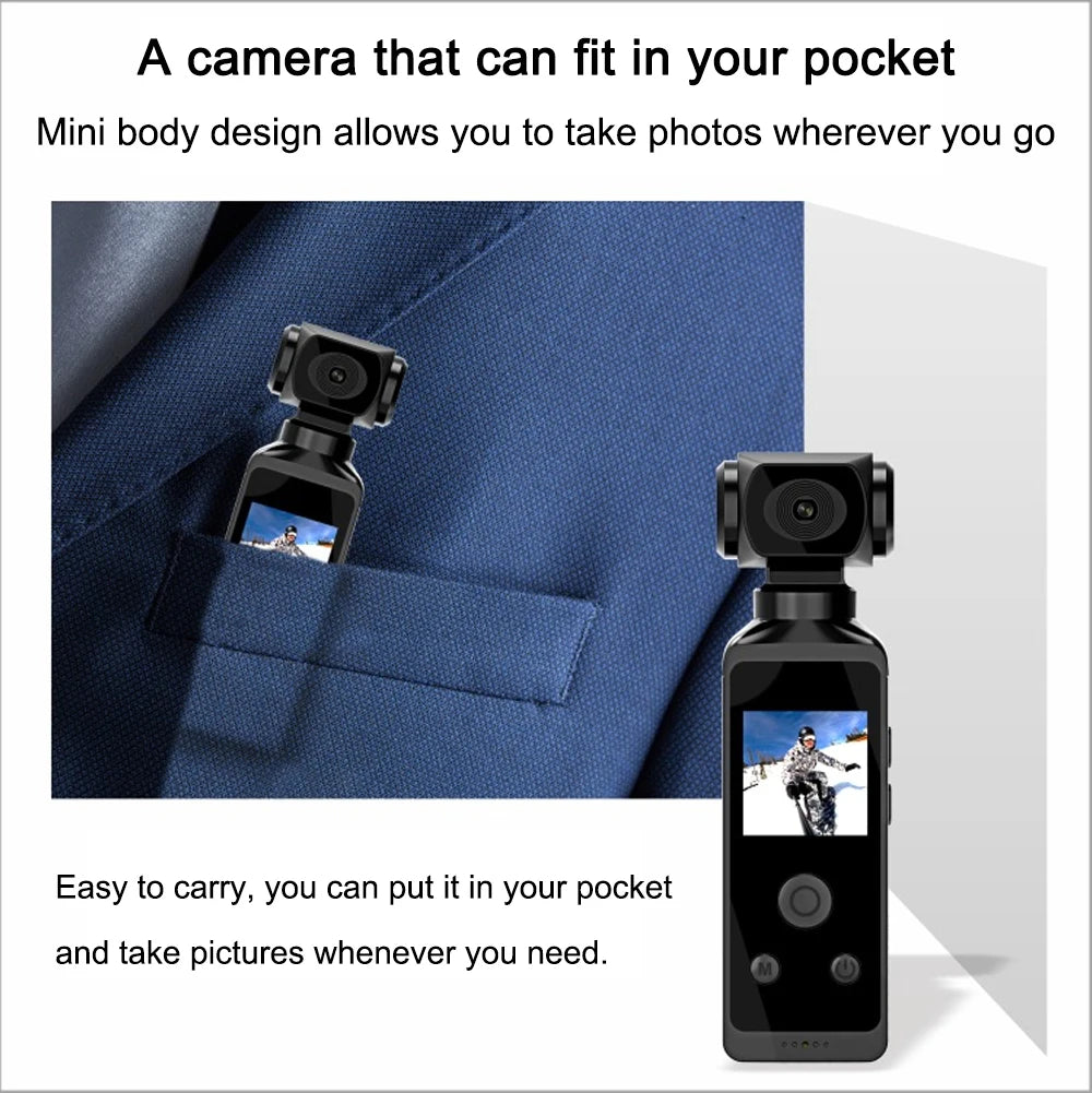 4K Ultra HD Pocket Action Camera 270° Rotatable Vlog Wifi Mini Sports Cam Waterproof Case Helmet Travel Bicycle Driver Recorder