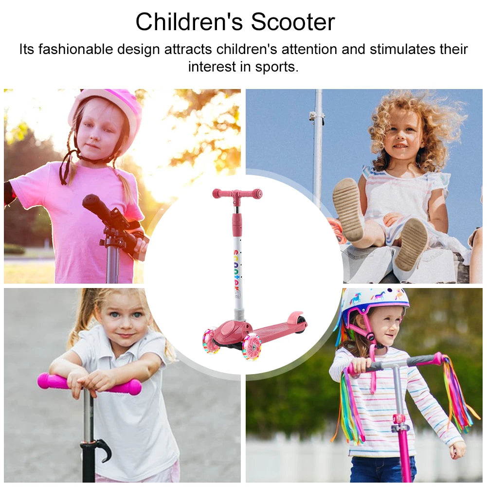 Kick Scooter Light-Up Wheels 3 Wheel Scooter Adjustable Height Kids Push Scooter Non-Slip Deck for Children Ages 3-10