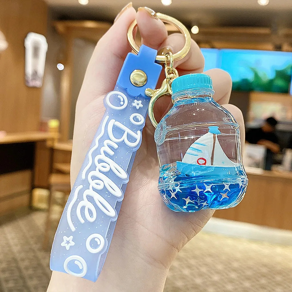 Floating Quicksand Key Chain Transparent Quicksand Key Holder Pvc Key Chain Pendant  Decorative Bag Charm For Festivals