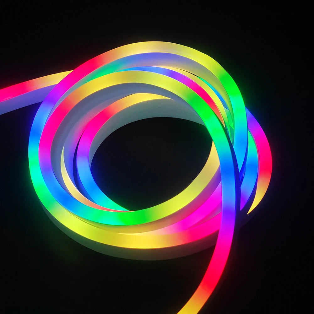 5m Addressable RGBIC Neon Light Kit, DC5V 6*12mm Flexible LED Strip with Smart Controller for Indoor DIY Ambient Decoration