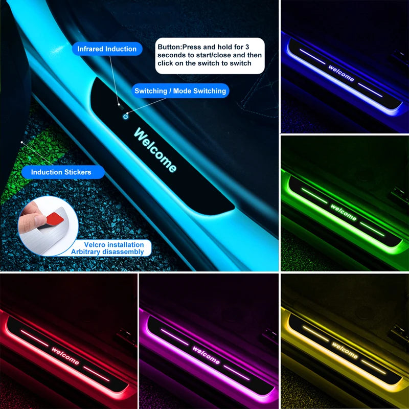 【Customized】Car Door Sill Light LED Car Ambient Lights RGB Welcome Pedal Light For Hyundai Nissan Toyota Mazda B-MW Other Auto