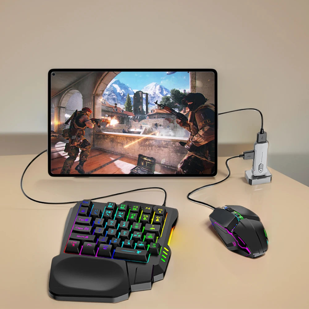 5 in 1 Mobile Game Converter Keyboard Mouse Gaming Set BT 5.3 for PUBG Gaming Keyboard and Mouse Combo for Android iOS System