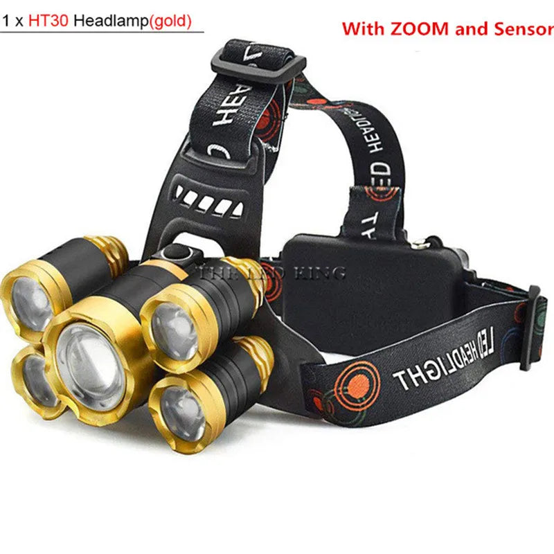 High Lumens Not ZOOM LED Headlight Headlamp LED T6 Head Lamp Flashlight Torch Head Light 18650 Battery For Camping, Fishing