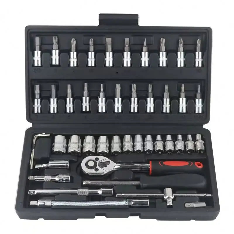 46 Pcs Hand Screwdriver Socket Set Tool Kit With Carbon Steel Bits Customizable Mechanic Tools Set Box