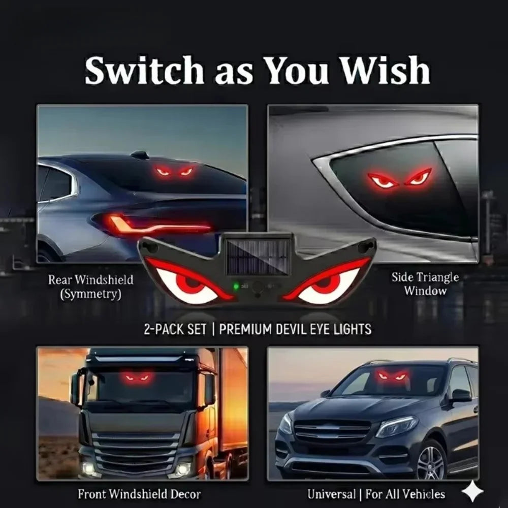 For Vehicle Decor Car Interior Solar Dynamic Evil Eye LED Expression Light Warning Light Truck Suction Cup Mount Eye Light