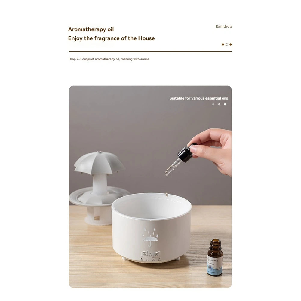 ABRG-Raindrop Humidifier For Bedroom Large Room Air Humidifiers & Aromatherapy Diffuser Quiet Humidifier With Light