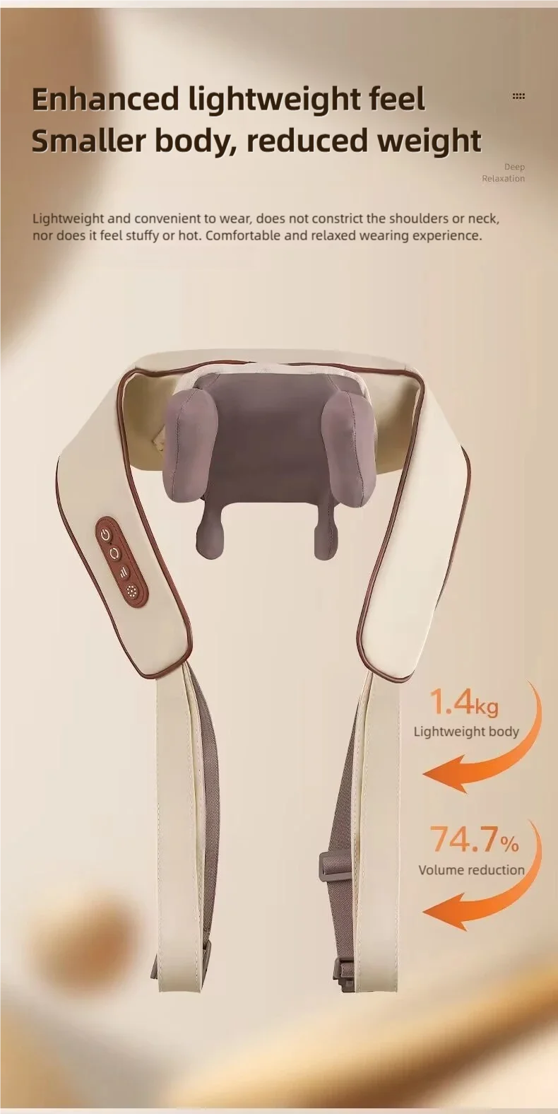 Wireless neck massager with hot compress function for pain relief deep tissue massage neck shoulder relaxation massage shawl