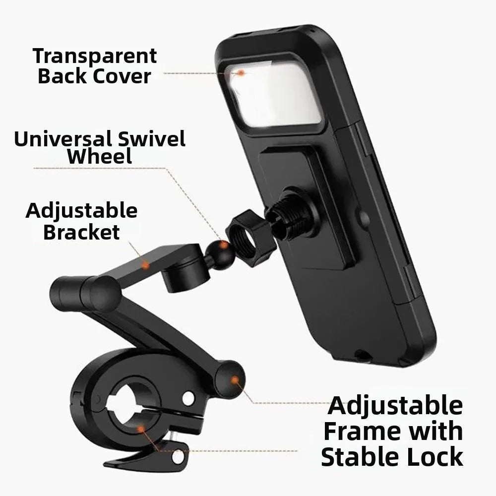 Waterproof Motorcycle Phone Holder 360° Swivel Magnetic Design Bicycle Phone Holder Navigation Support Adjustable