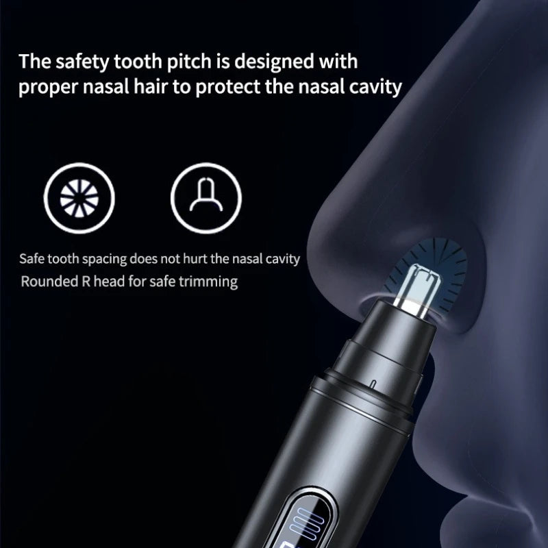 Mini Nose Hair Trimmer Rechargeable USB Painless Waterproof Portable Stainless Steel Sharp Blade Low Noise IPX5