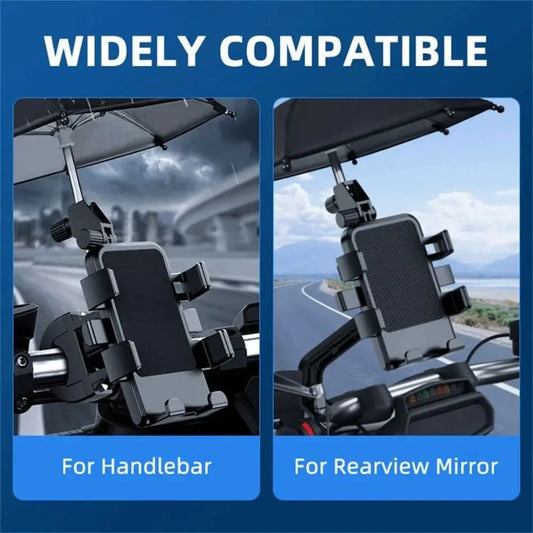 Aluminum Alloy Sunshade Motocycle Phone Holder Adjustable Non-slip Motocycle Mobile Phone Stand Stable for 5-7.2inch Cell Phone