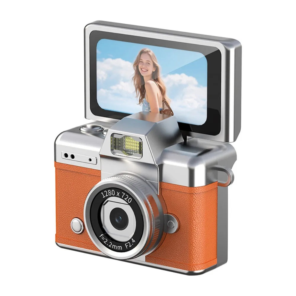 1.47 Inch Screen Thumb Keychain Camera 180° Flip Screen Neck Strap Design Retro CCD Mini Digital Camera Selfie