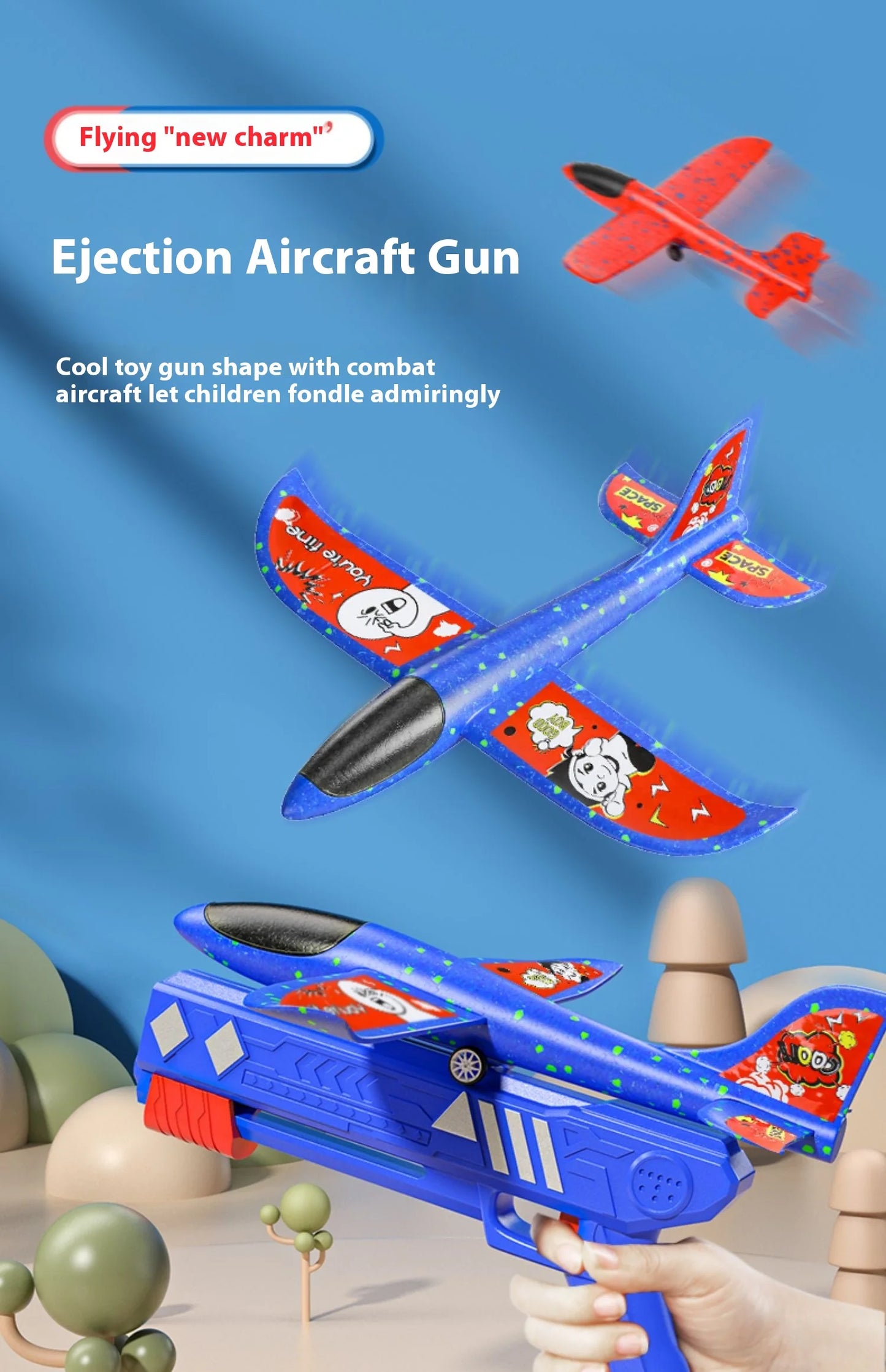 Airplane toy boy, rubber band powered fighter jet, hand thrown space model simulation, model assembly, handmade production