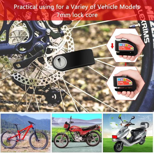 Motorcycle Bicycle Lock Alarm Safety Protection Padlock Disc Anti-Theft Reminder Rope Lock Bag Motorcycle Accesso Aluminum Alloy