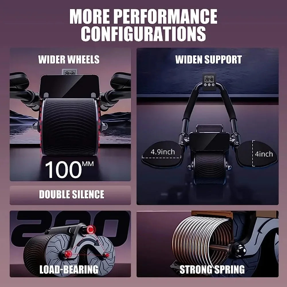 High-quality fitness exercise roller support automatic rebound ab wheel core muscle training device