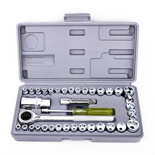 40Pcs of Combination Tools for Automobiles Motorcycles Ratchet Wrenches Bread Multifunctional Maintenance Tools Socket Wrenches