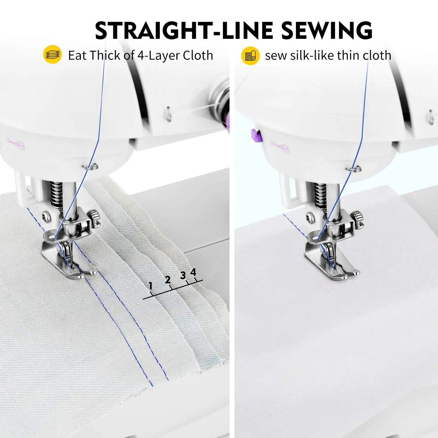 Mini Electric Handheld Sewing Machine 2022 Dual Speed Adjustment with Light Foot AC100-240V Double Threads Pendal Sewing Machine