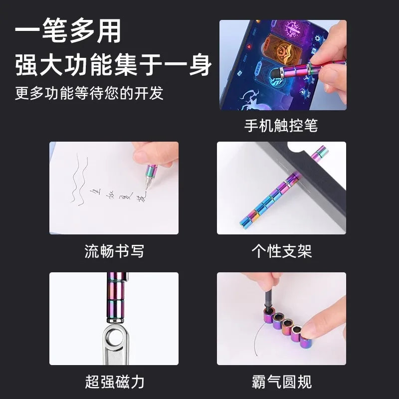 Multi‑Shape Splicing Magnetic Pen Stress Relief Fidget Tool Creative Deformable Writing Stationery For Desktop Leisure