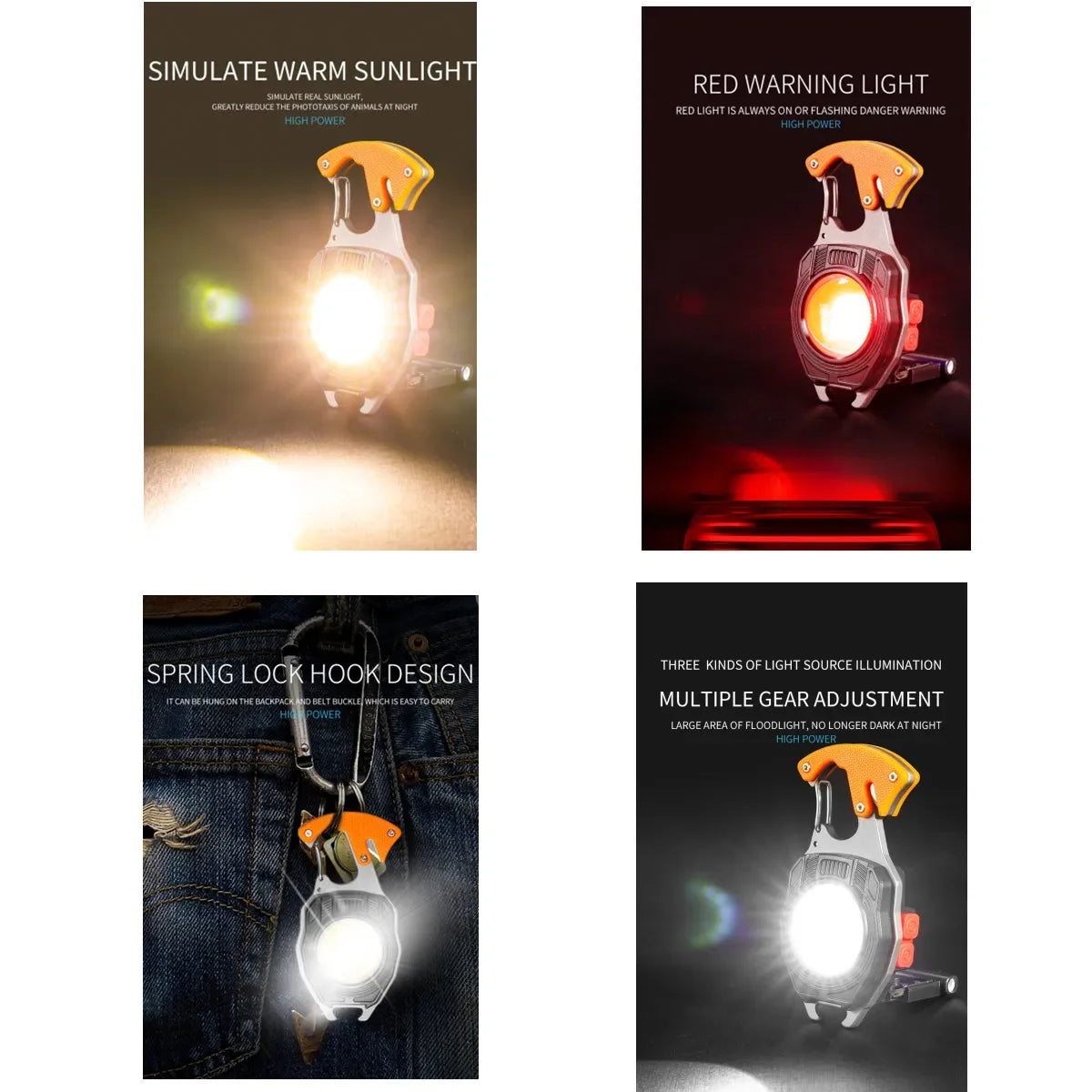 Mini Flashlight Emergency Light Electric Lighter Portable COB Working LED Keychain USB Rechargeable Cigarette Accessories Gifts