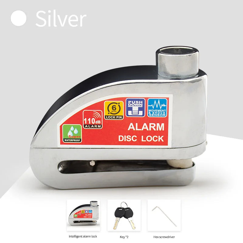 Motorcycle Bicycle Lock Alarm Safety Protection Padlock Disc Anti-Theft Reminder Rope Lock Bag Motorcycle Accesso Aluminum Alloy