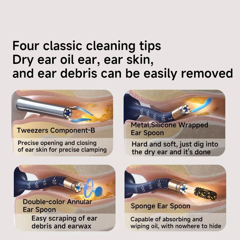 Bebird EarSight Plus Visual Earpick Ear Spoon Bendable & Affordable All-in-1 Ear Rod  with 6 LED Lights 1000W Camera Clean Ear