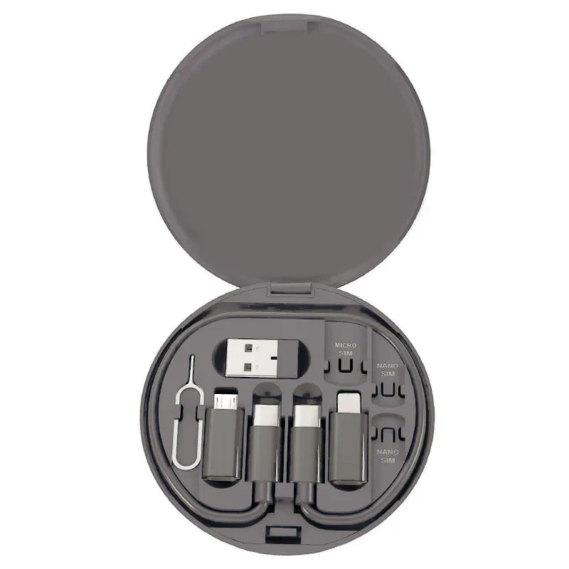 Multifunctional Data Cable Storage Box,USB C to Micro/Lighting Fast Charging Mobile Phone Holder Cable Set Multi Conversion Head