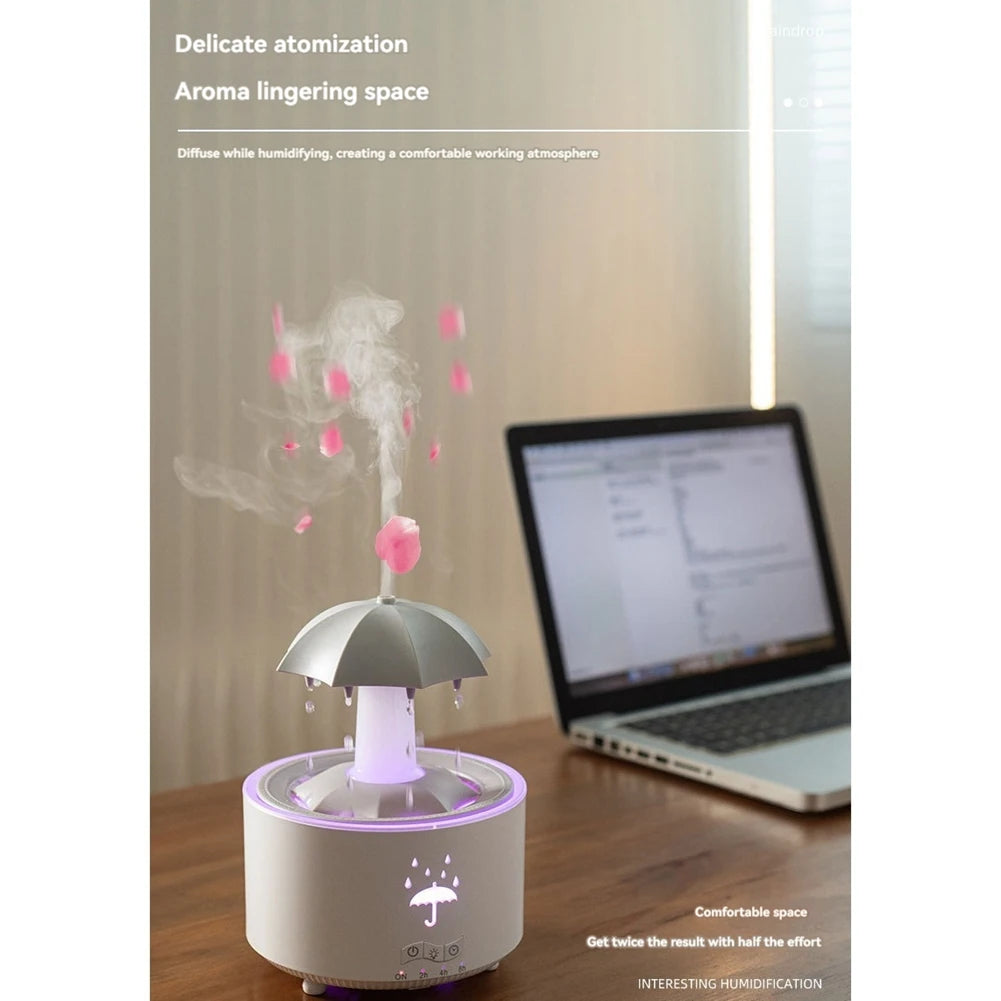 ABRG-Raindrop Humidifier For Bedroom Large Room Air Humidifiers & Aromatherapy Diffuser Quiet Humidifier With Light
