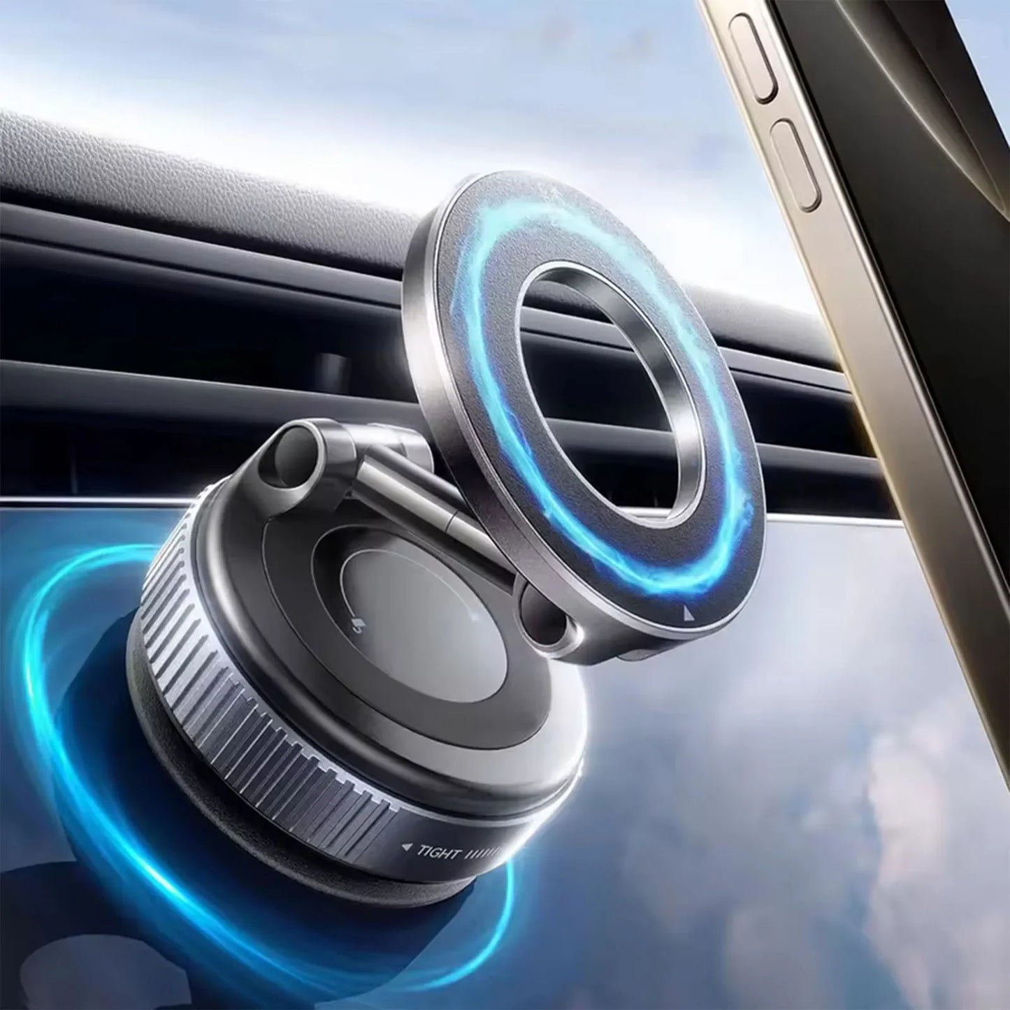 Super Strong Vacuum Suction Cup Magnetic Phone Holder 360° Rotatable Adjustable Foldable Car Phone Stand