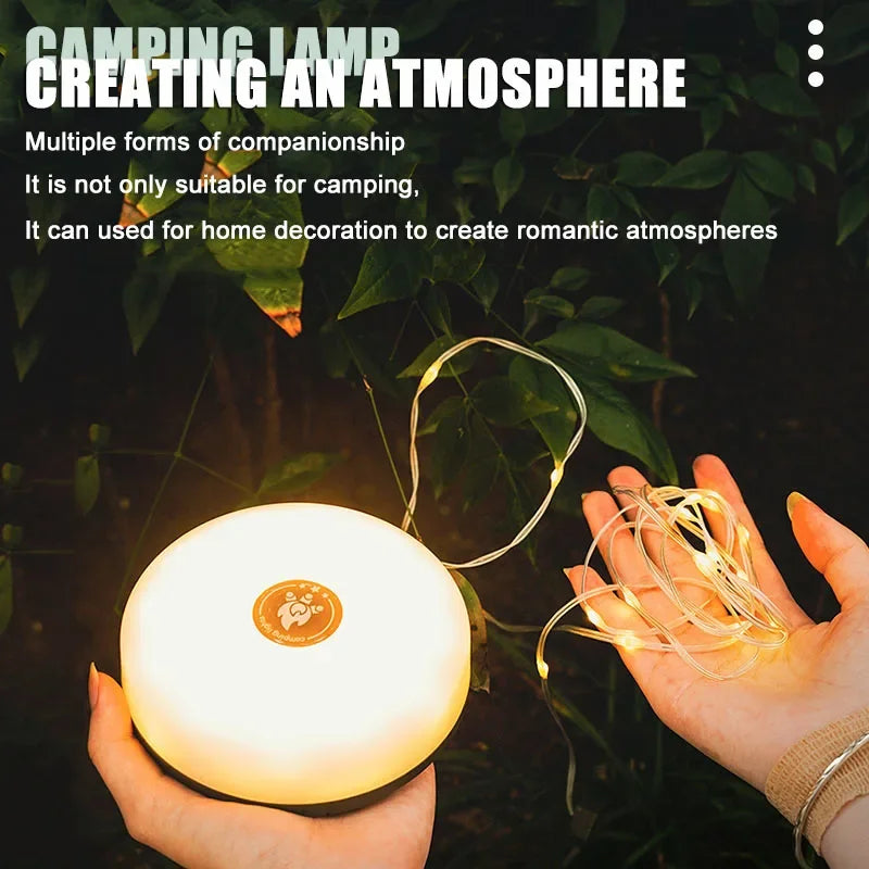 Outdoor Camping Light 10meter String Light Outdoor Tent Light RGB Atmosphere Light LED Flashlight with Hook ﻿