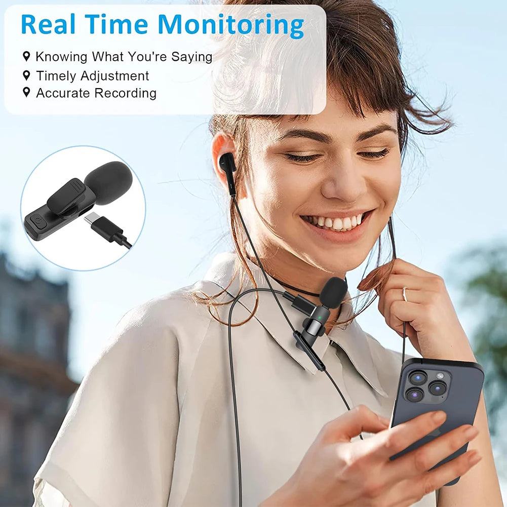 Video Record Microphone Noise Canceling Mini Microphone System 2.4G Intelligent Microphone for iPhone Computer Tablet Camera