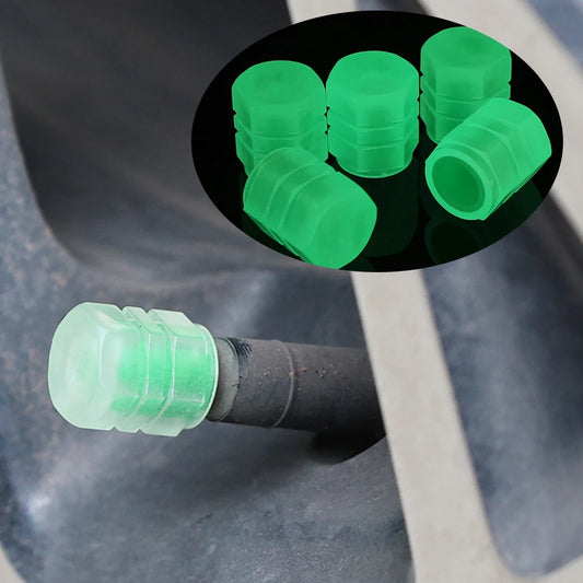 Glow-in-the-Dark Car Valve Stem Caps Universal Plastic Waterproof Fluorescent Green/ Blue Auto Motorcycle Bike Tire Valve Covers