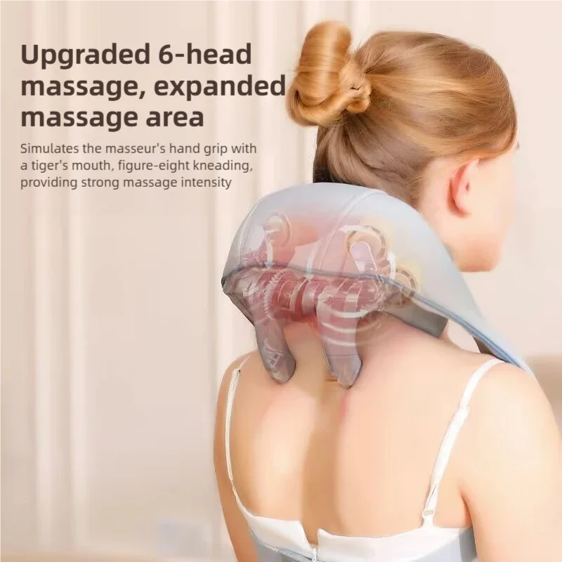 Wireless neck massager with hot compress function for pain relief deep tissue massage neck shoulder relaxation massage shawl