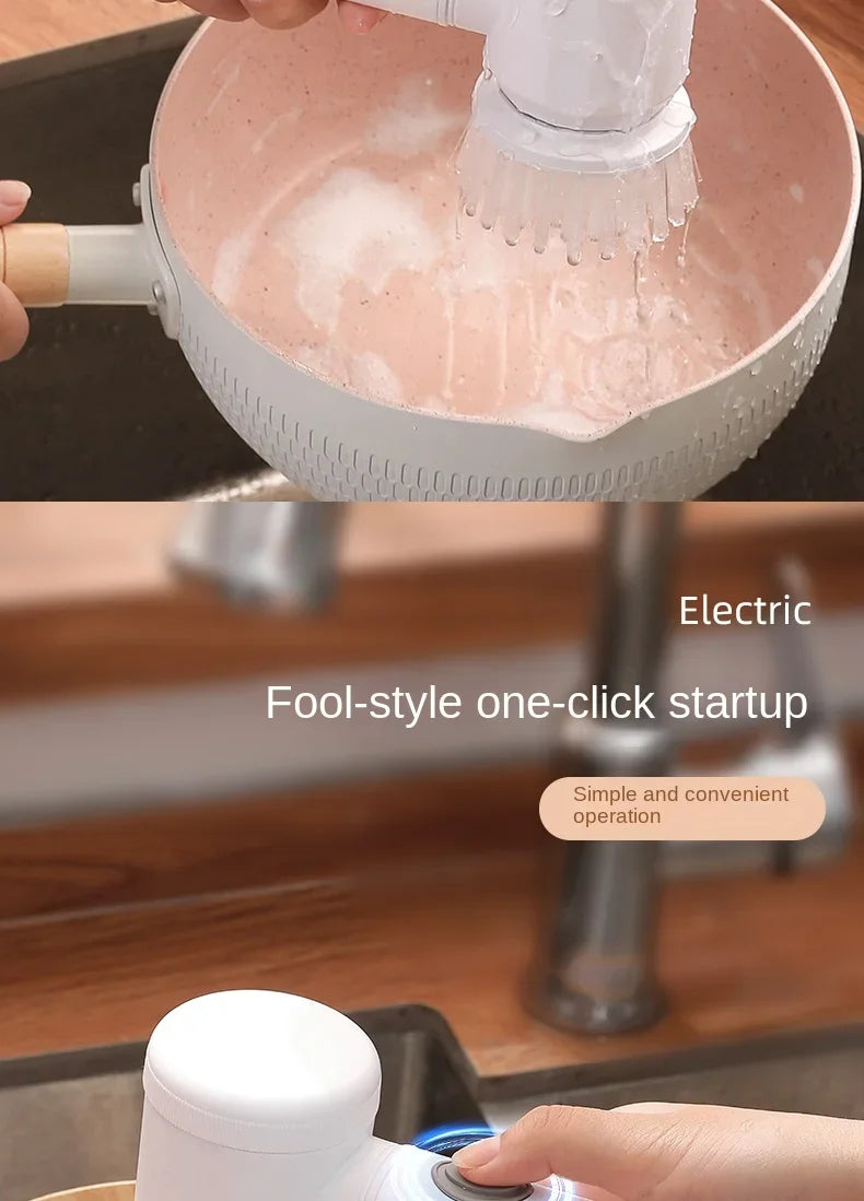 Cordless electric cleaning brush, household kitchen dishwashing brush, bathtub tile cleaning brush, window cleaning brush.