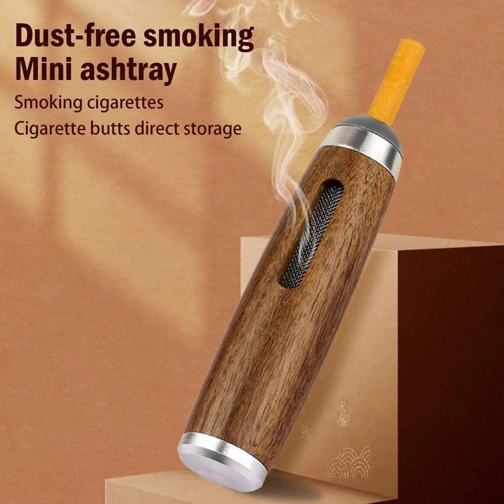 Dust-free Smoking Car Ashtray Wooden Car Portable Smoke Cigarette Mobile Anti Holder Tool Mini Filter Soot-flying Ashtray L8K8