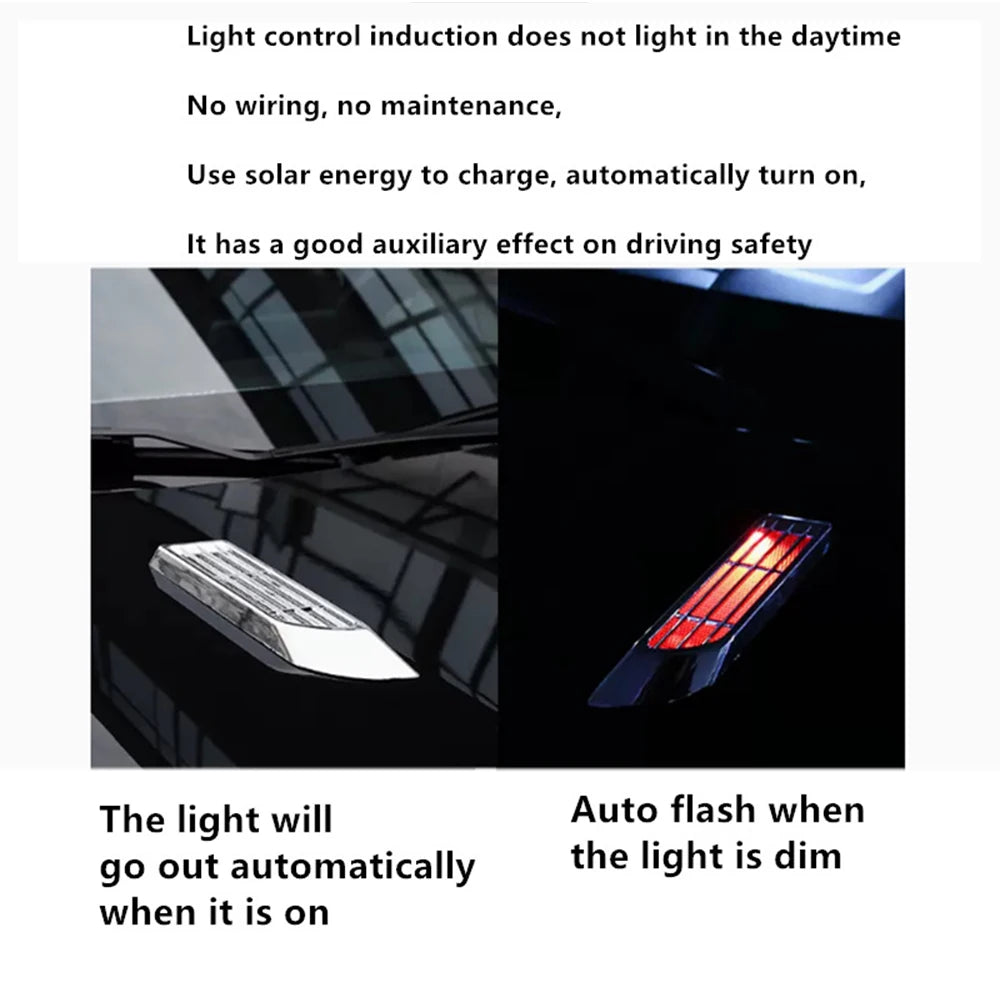 Car LED Solar Tuyere Warning Light Strobe Light Highlight Automatic Modification LED Flash Body Decorative Light Signal Lamp