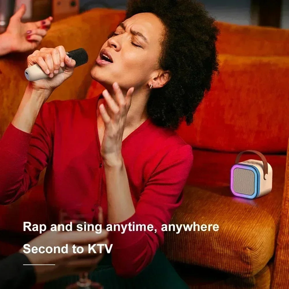 Bluetooth K12 Karaoke Machine Portable 5.3 PA Speaker System with Single Dual  Wireless Mic Home Family Singing Children's Gifts
