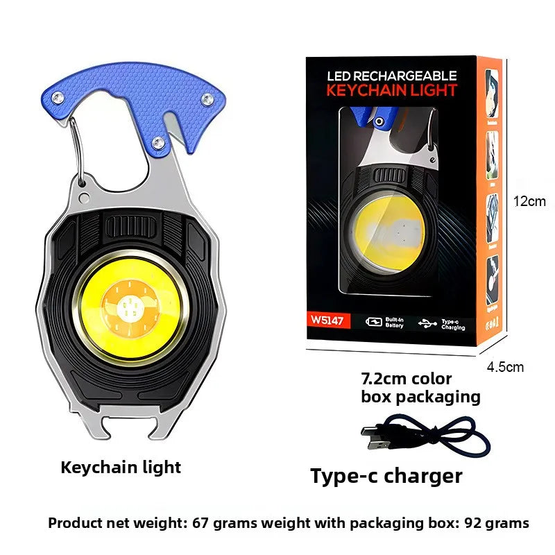 COB keychain work light multifunctional cigarette lighter charging portable camping LED strong light mini camping light