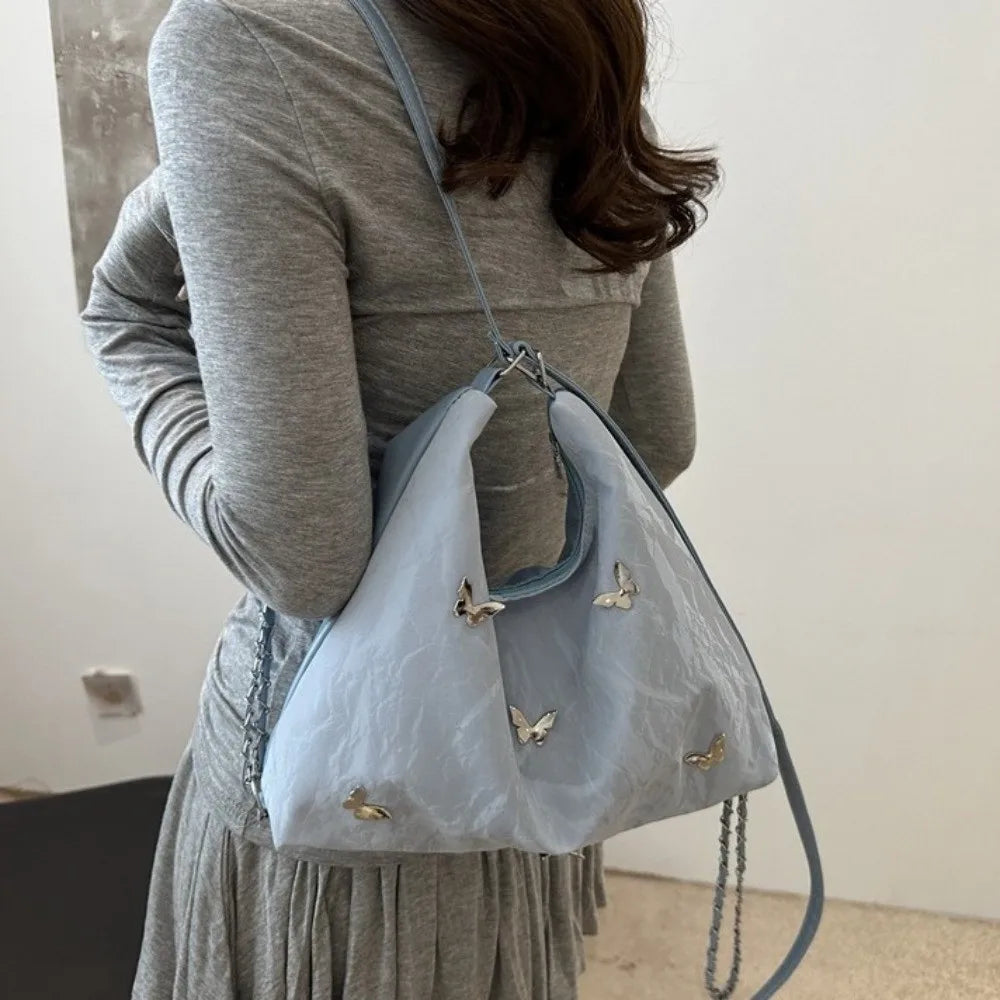 Simple Multifunctional Butterfly Shoulder Bag Y2K Mommy Bag Large Capacity Handbag Underarm Bag Storage Bag PU Backpack Students